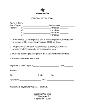 OFFICIAL ENTRY FORM - Wagener Polo Club