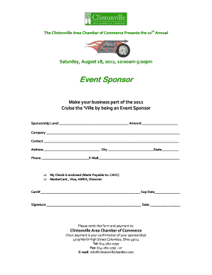 Event Sponsor Form - clintonvillechambercom