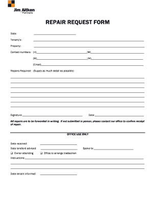 Fillable Online REPAIR REQUEST FORM - Jim Aitken Fax Email Print ...