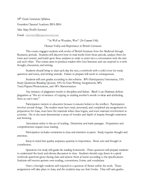 Th Grade Literature Syllabus -