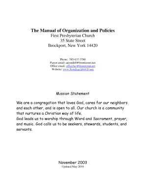 Manual of Organization - First Presbyterian Church - firstchurch14420