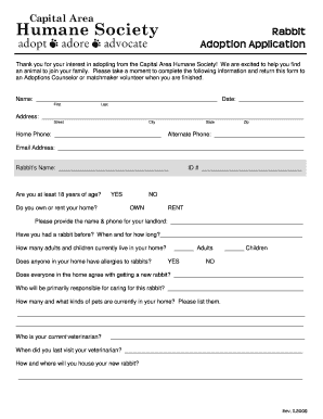 Rabbit adoption applications
