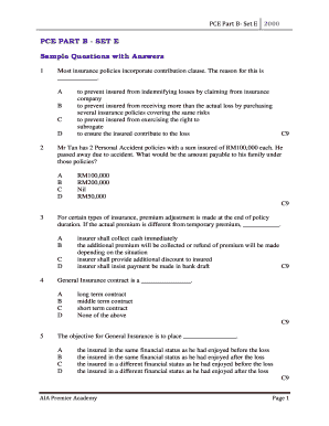 Pceia General Insurance Exam Questions