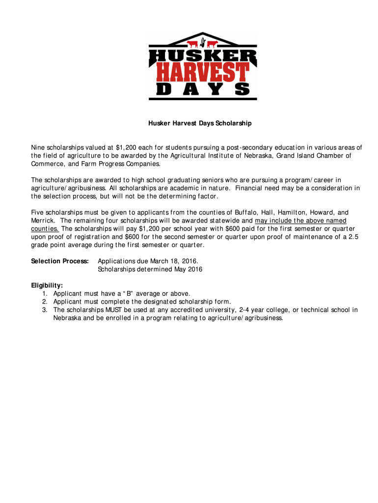 husker heritage scholarship Preview on Page 1