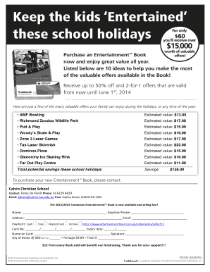 Entertainment Book flyer school holiday ideas - Calvin Christian ... - calvin tas edu