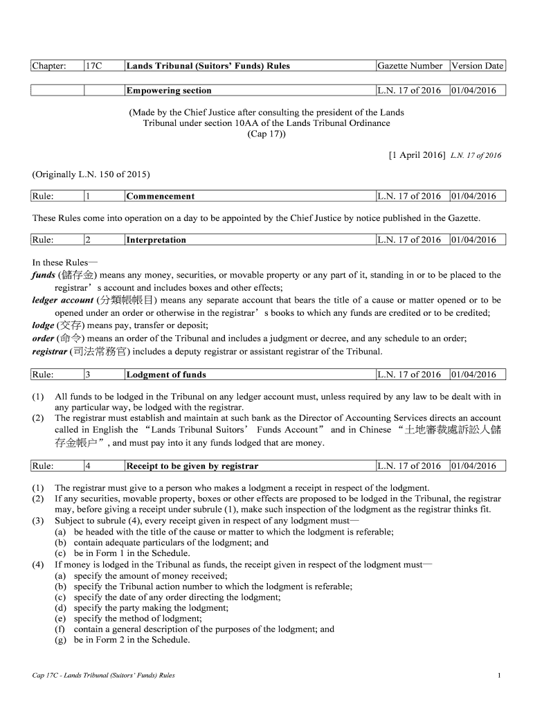Fillable Online legislation gov CAP b17Cb Lands Tribunal Suitors39