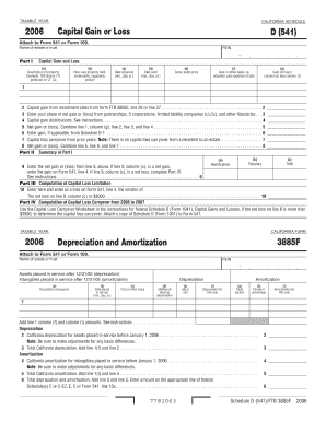 2006 Capital Gain or LossDepreciation and Amortization 2006 California Schedule D 541Form 3885F - ftb ca