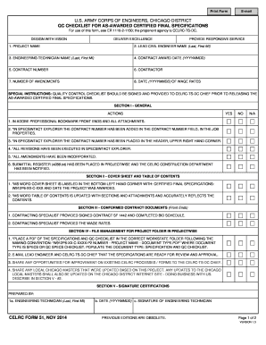 Fillable Online CELRC FORM 51 QC Checklist for As-Awarded Certified ...