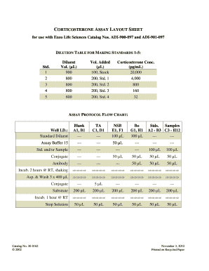 Factor chart 1 200 pdf - CORTICOSTERONE ASSAY LAYOUT SHEET for use with Enzo Life