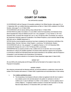 COURT OF PARMA - bparmalatinamministrazionestraordinariabbitb