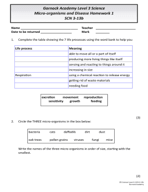 Garnock Academy Level 3 Science Micro organisms and