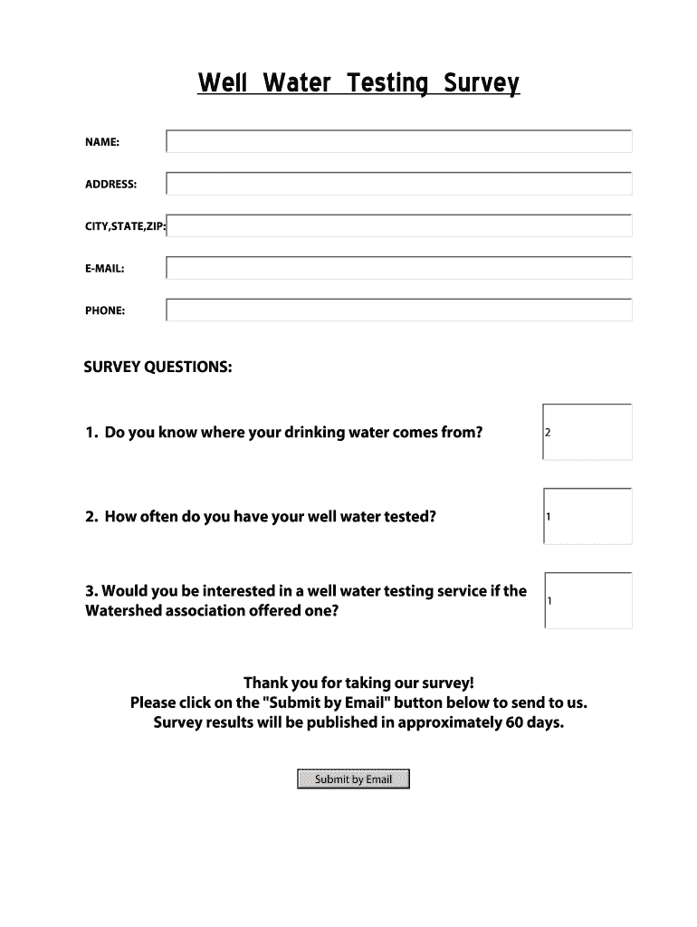 Fillable Online ccdcgreenway Well Water Testing Survey Crosswicks Fax
