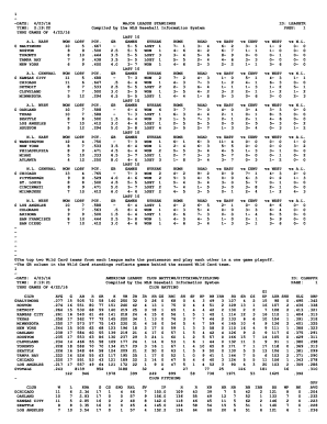 major league baseball standings to Download in Word & PDF ...