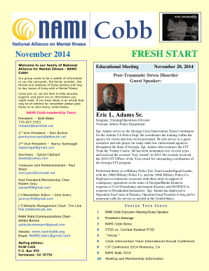 November 2014 FRESH Newsletter Date - NAMI Cobb - namicobb