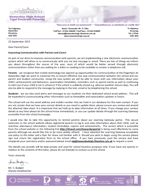 Improving Communication with Parents Letter - hawardenhigh org