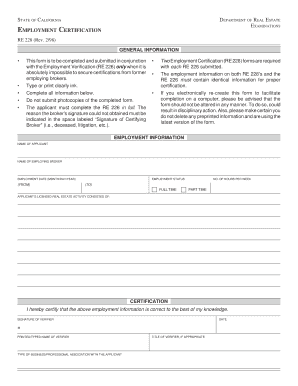 Employment Certification RE 228 2-98 Employment Certification RE 228 2-98