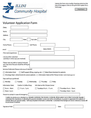 Hospital volunteering application letter sample pdf - Volunteer Application Form - Illini Community Hospital - illinihospital