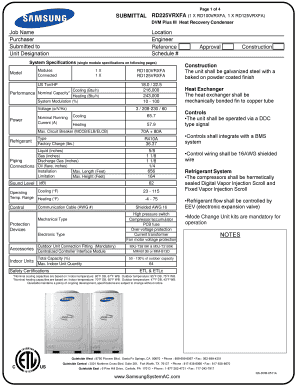 Page 1 of 4 SUBMITTAL RD225VRXFA - DVM Downloads