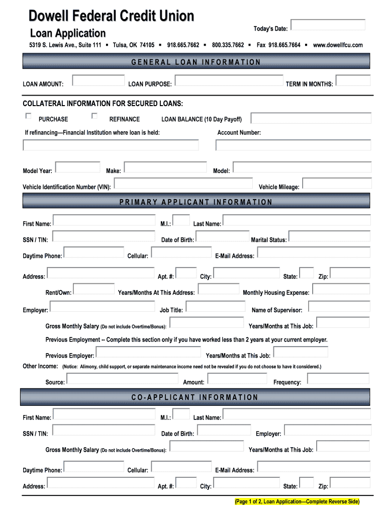 Fillable Online Dowell Fcu Loan Application Fax Email Print Pdffiller Fillable Online Dowell Fcu Loan Application Fax Email Print Pdffiller