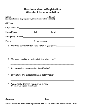 Honduras Mission Registration doc - Church of Annunciation