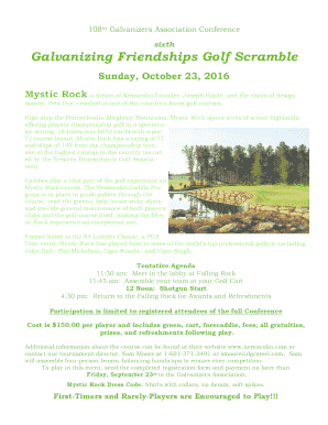 Galvanizing Friendships Golf Scramble - Galvanizers Association