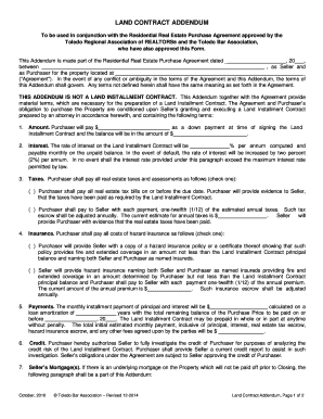 LAND CONTRACT ADDENDUM