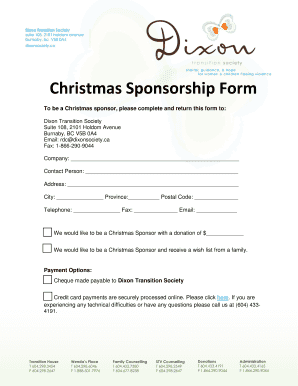 Christmas Sponsorship Form - Dixon Society - dixonsociety