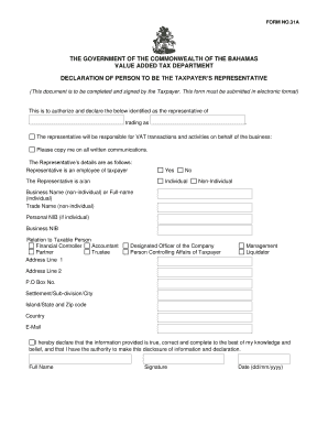 Professional minutes of meeting format - VAT Form No 31A bDeclarationb of a Representative By Taxpayer - inlandrevenue finance gov