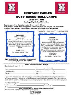 Snack schedule template - Heritage eagles boys' basketball camps - Littleton Youth Sports - littletonyouthsports