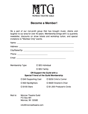 Membership form one page