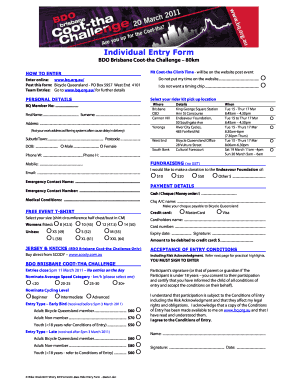 Individual Entry Form - Bicycle Queensland - coot-tha bq org