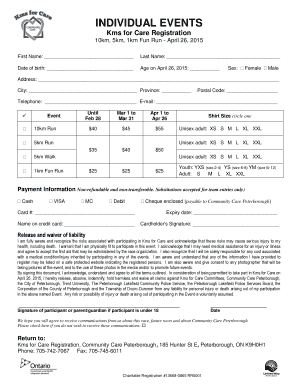 Average female head size - 2012 Kms for Care Registration Form - Community Care - commcareptbo