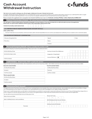 Cofunds Cash Account Withdrawal Instruction