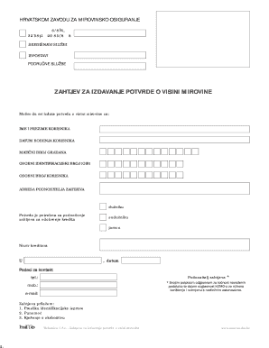 Croatian Pension Request Form