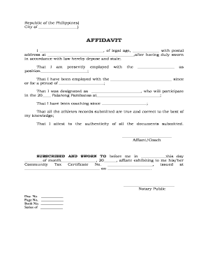 Sample affidavit - affidavit of legal age