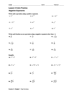 homework 4 negative exponents answer key