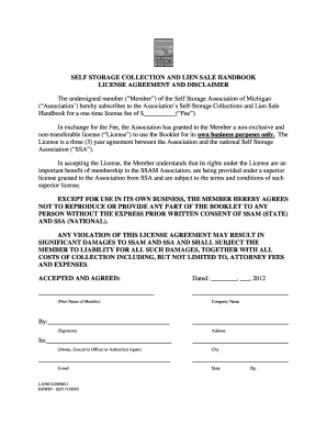 Public storage rental agreement - self storage collections and lien sale handbook form