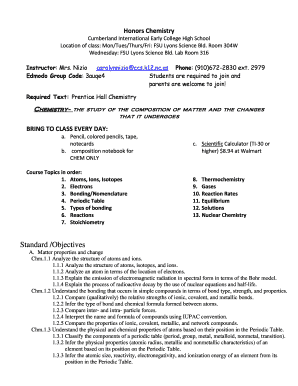 Highest electronegativity - Standard /Objectives - Cumberland International Early College High ... - ciechs ccs k12 nc