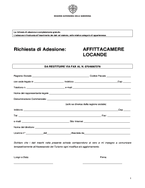 Employee communication log - Richiesta di Adesione AFFITTACAMERE LOCANDE - sardegnaturismo