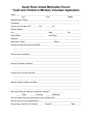 SRUMC Youth & Children's Ministry Volunteer ... - South River UMC - southriverumc