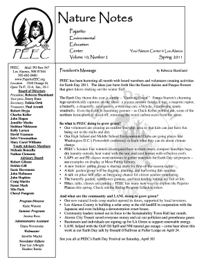 Nature Notes Pajarito Environmental Education Center Your Nature Center in Los Alamos Volume 10, Number 2 PEEC, Mail: PO Box 547 Los Alamos, NM 87544 5056620460 www - peecnature