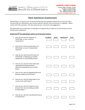 client satisfaction questionnaire