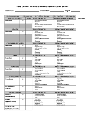 Cheer formation sheets - SECTION V CHEERLEADING CHAMPIONSHIP SCORE SHEET - bflyfclbbcomb