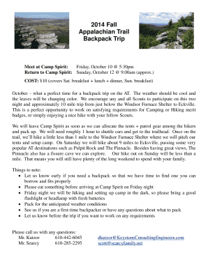 2014 Fall Appalachian Trail Backpack Trip - BSA Troop 72 Camp ... - troop72campspirit