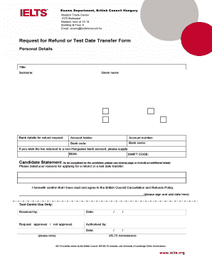 Request for Refund or Test Date Transfer Form - Magyarorszg