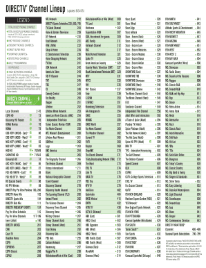 Fillable Online DIRECTV Channel Lineup - Yellowpagesbcomb Fax Email ...