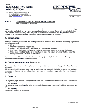 Contractors Working Agreement