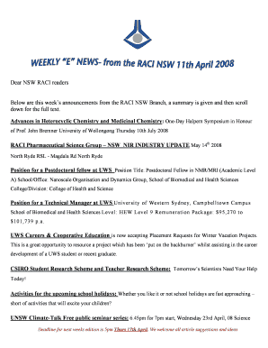 Dear NSW RACI readers Below are this weeks announcements - chem unsw edu