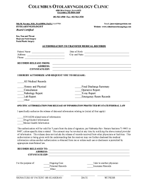 Authorization to Transfer Medical Records