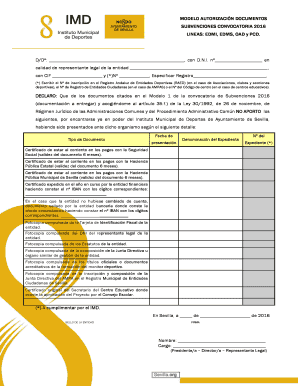 Fillable Online imd sevilla Modelo Autorizaci n - Instituto Municipal ...